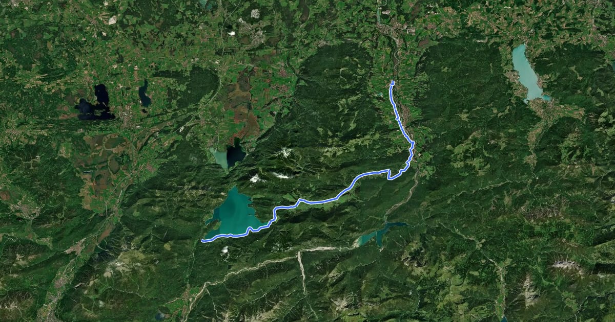 Маршрут Lenggries - Jachenau - Walchensee на спутниковом снимке