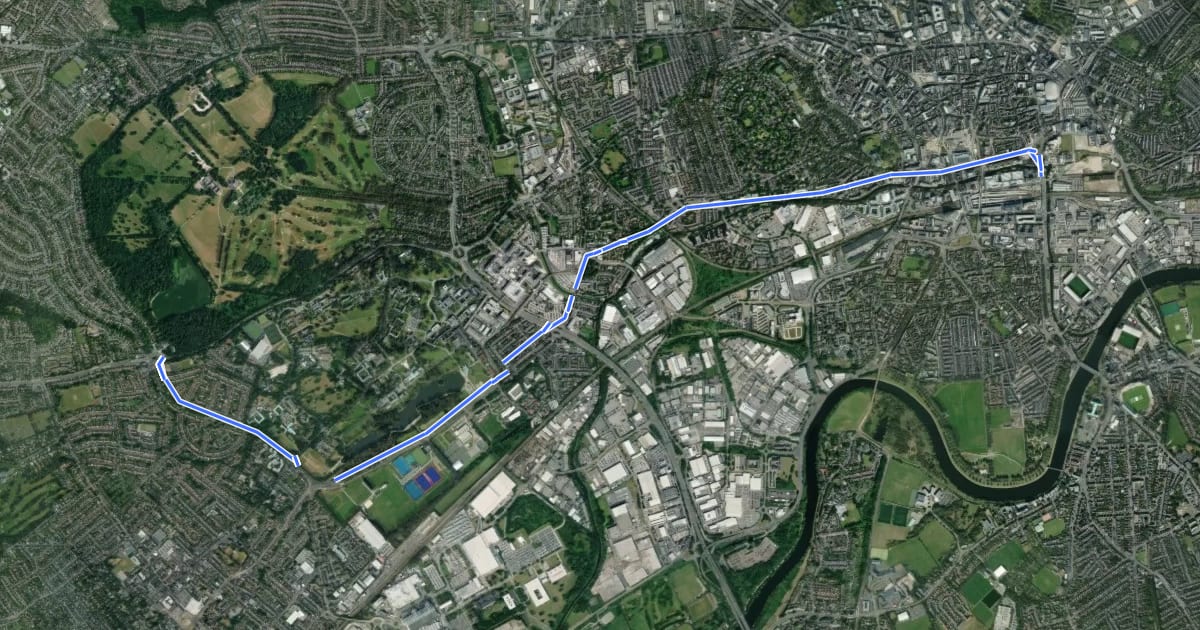Маршрут Lenton Abbey <> City Centre на спутниковом снимке
