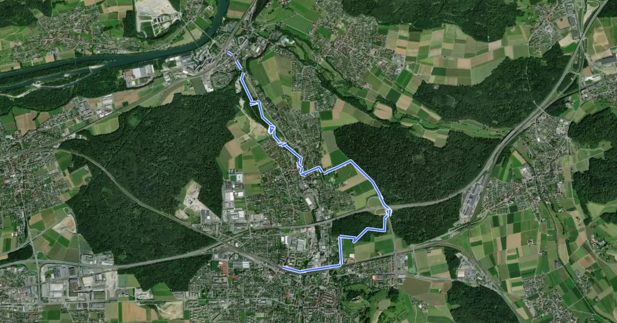 Маршрут Lenzburg - Niederlenz - Wildegg на спутниковом снимке