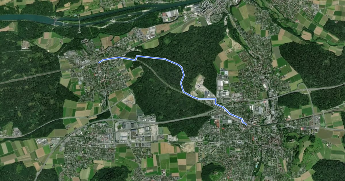 Маршрут Lenzburg - Rupperswil на спутниковом снимке