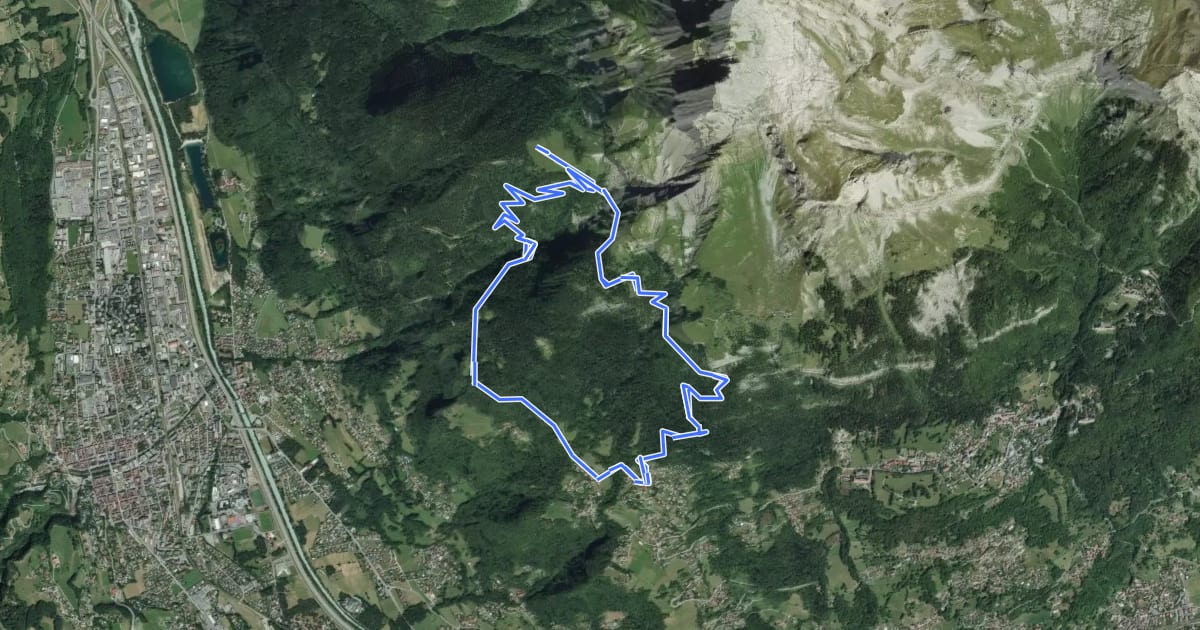 Маршрут Les alpages du Lachat d'en Haut на спутниковом снимке