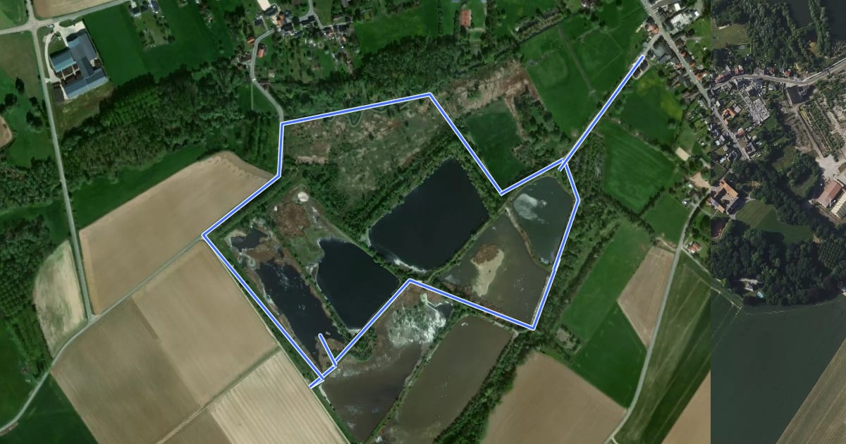 Маршрут Les Bassins de Décantation de Hollogne-sur-Geer на спутниковом снимке