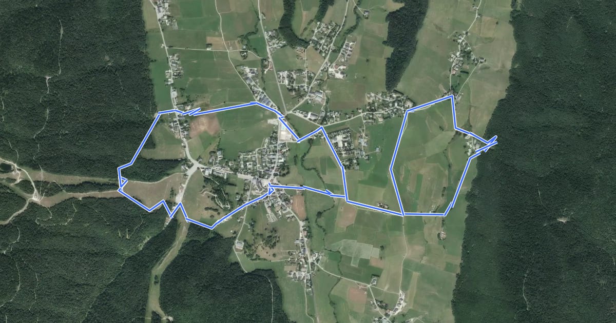 Маршрут Les chemins du patrimoine de Méaudre на спутниковом снимке