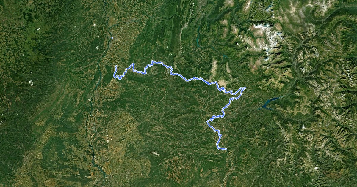 Маршрут Les Chemins du Soleil : Valence – Gap – Sisteron на спутниковом снимке