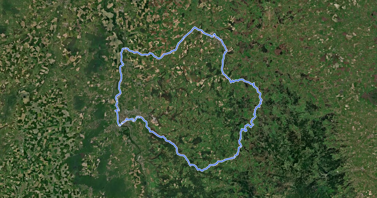 Маршрут Les contreforts de la Montagne bourbonnaise на спутниковом снимке