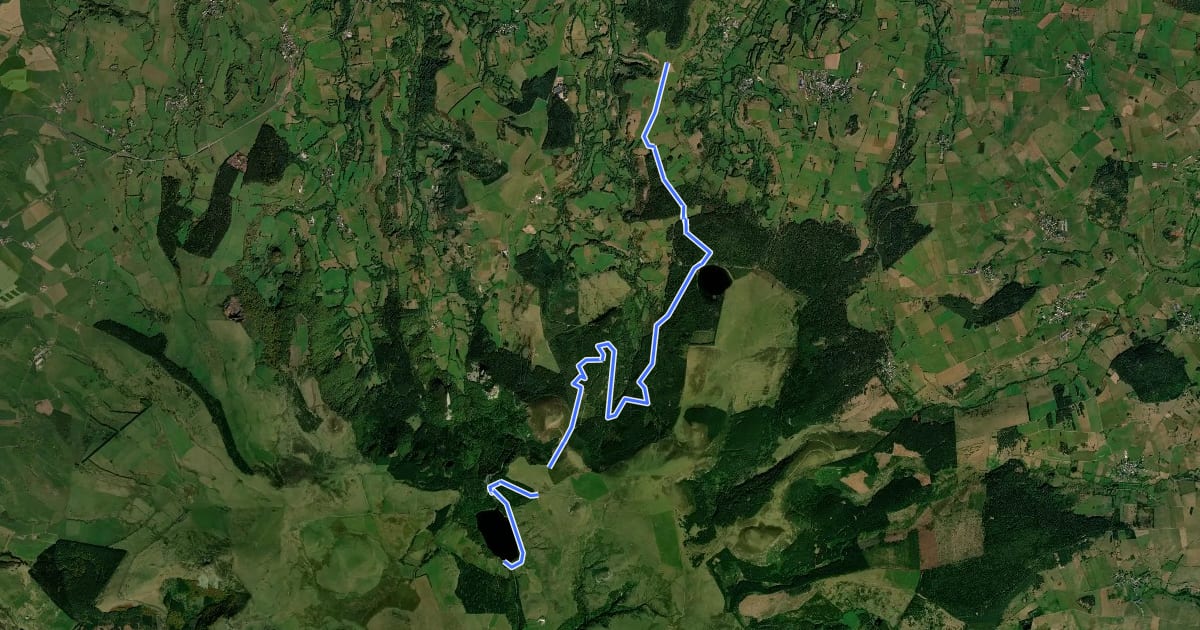 Маршрут Les Fontchartoux - Lac de Guéry на спутниковом снимке