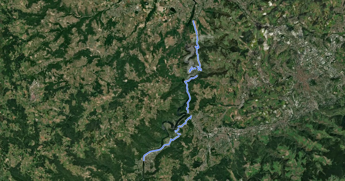 Маршрут Les Gorges de la Loire на спутниковом снимке