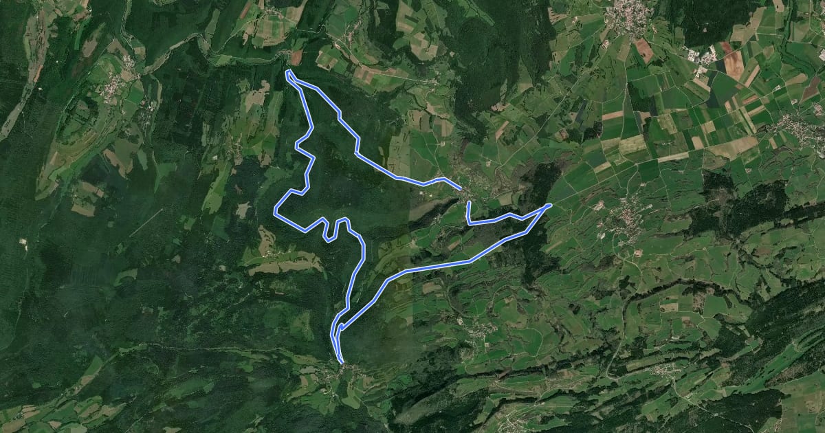 Маршрут Les Gorges du Lison на спутниковом снимке
