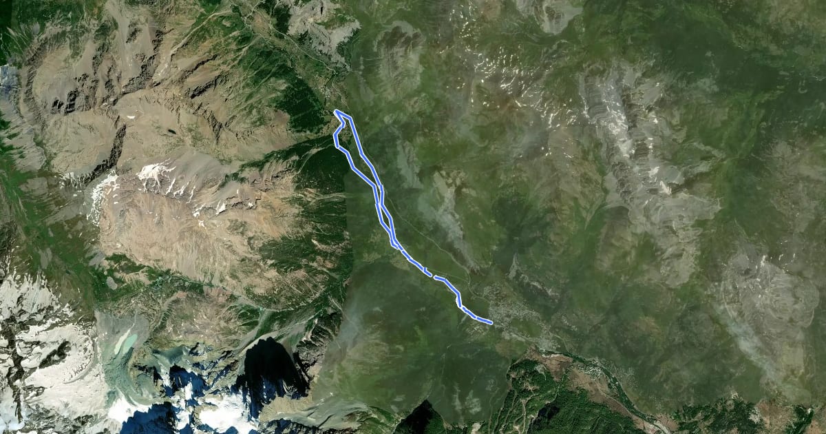 Маршрут Les Hameaux de Monêtier на спутниковом снимке