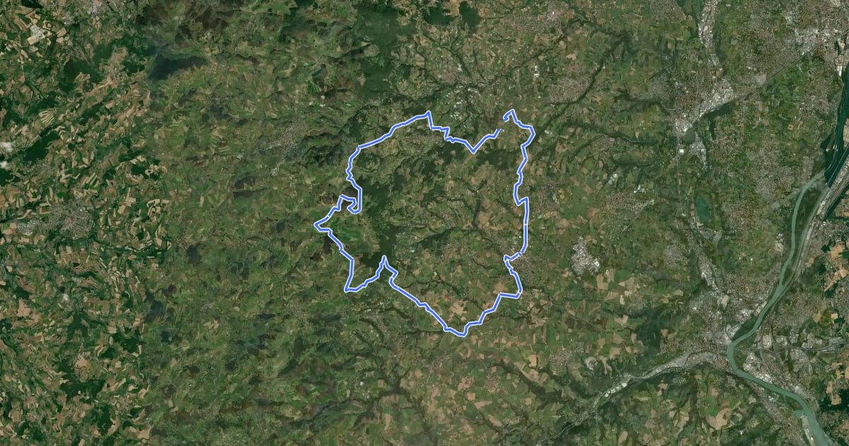 Маршрут Les Hauts de Mornant на спутниковом снимке