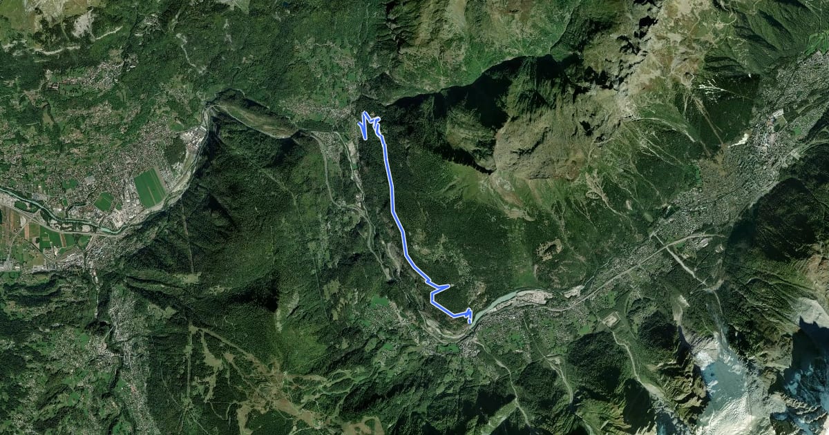 Маршрут Les Houches à Servoz на спутниковом снимке