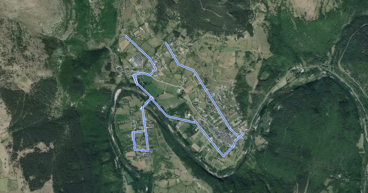 Маршрут Les jardins d'Ispagnac на спутниковом снимке