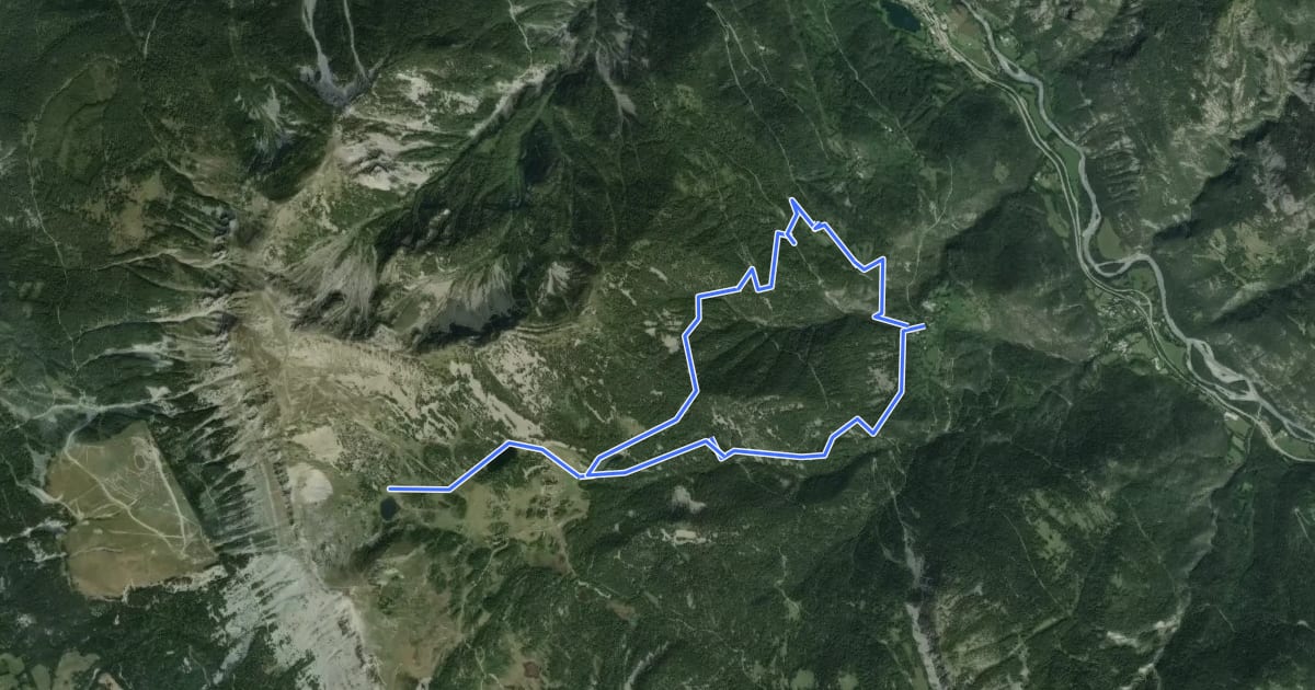 Маршрут Les Lacs du Col Bas на спутниковом снимке