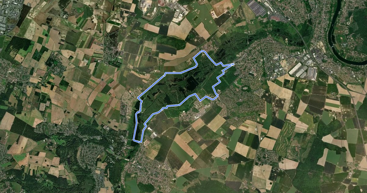 Маршрут Les marais de l'Essonne à vélo на спутниковом снимке