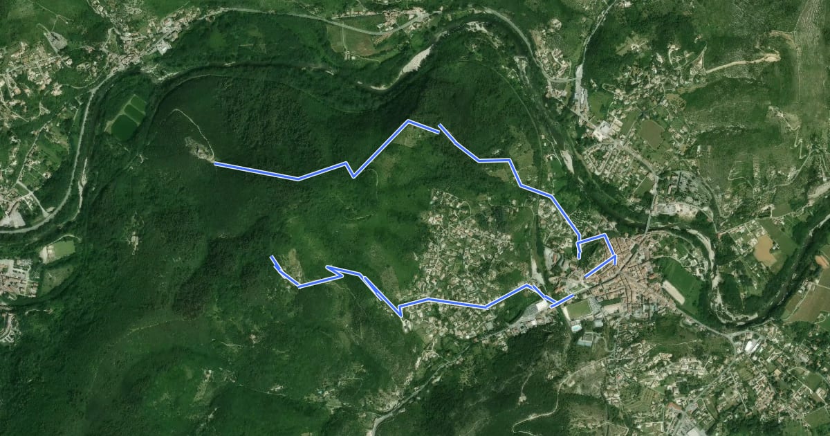 Маршрут Les Montèzes на спутниковом снимке