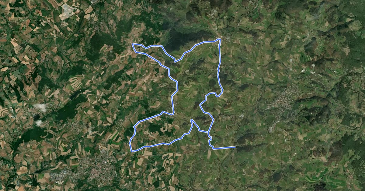 Маршрут Les Monts vus des Courtines на спутниковом снимке