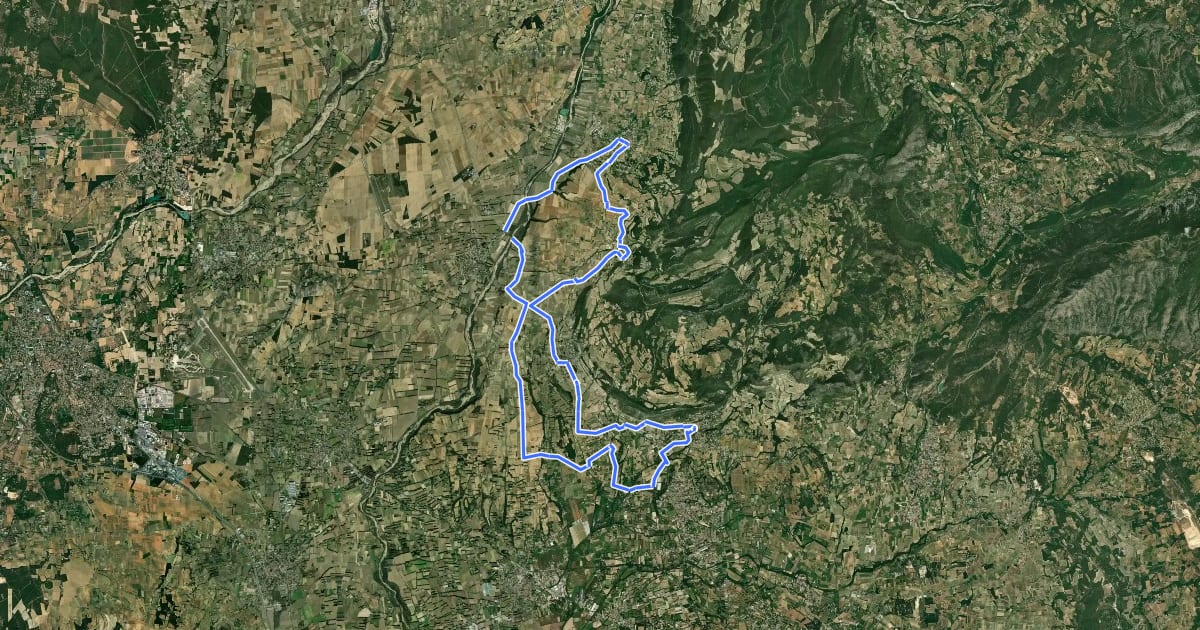 Маршрут Les Paysages des Côtes-du-Rhône на спутниковом снимке