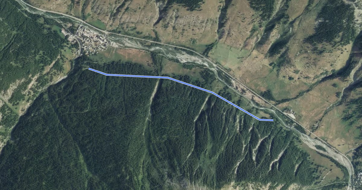 Маршрут Les Plates - Piste de Ségure на спутниковом снимке