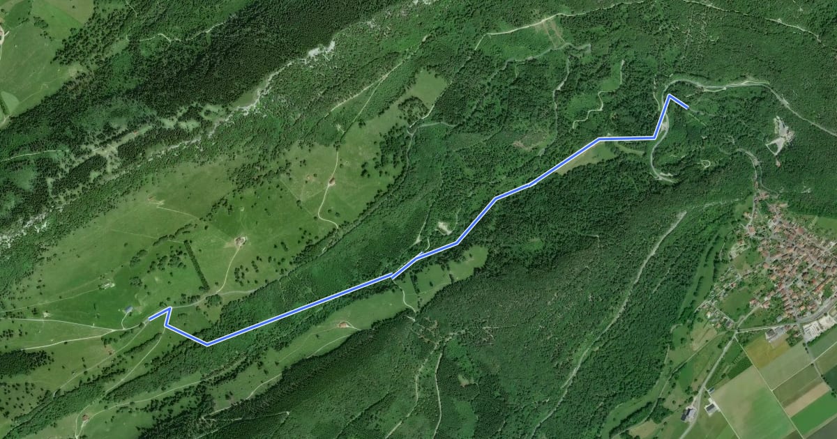 Маршрут Les Praz - Baulmes на спутниковом снимке