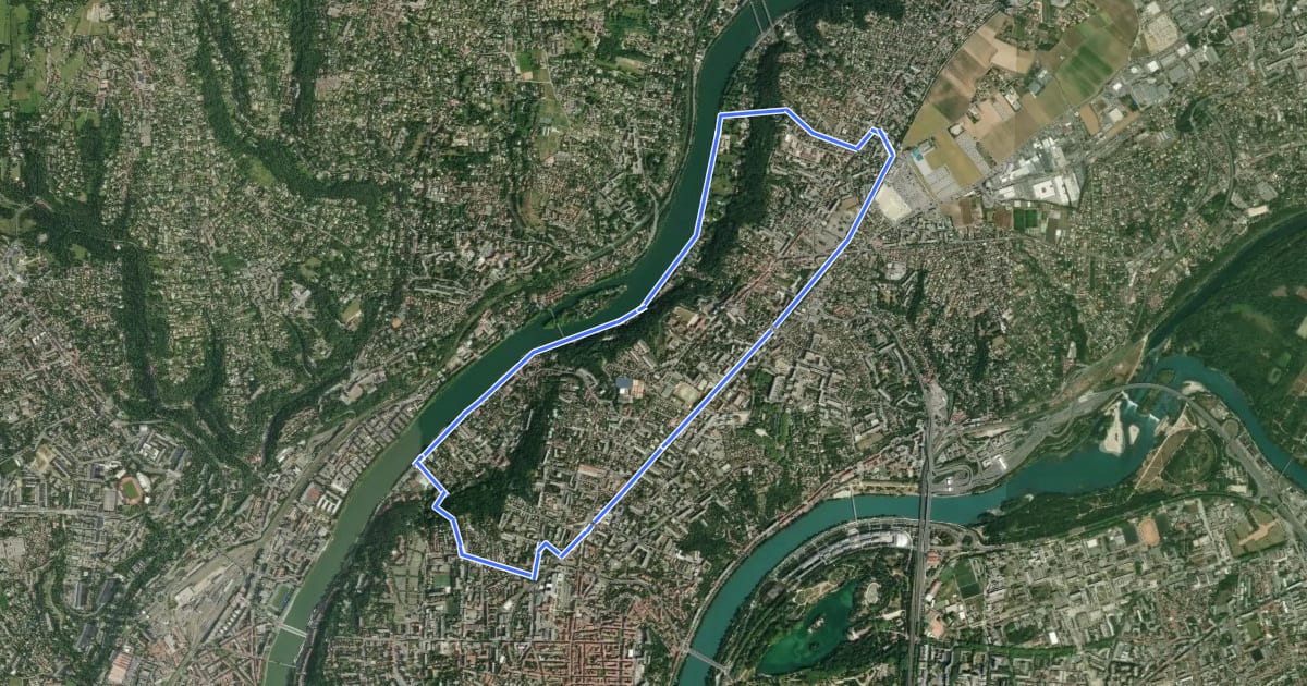 Маршрут Les Quais de Saône на спутниковом снимке