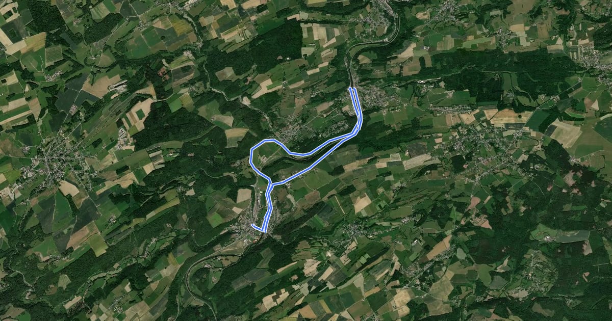 Маршрут Les rives de l'Ourthe vers Comblain-la-Tour на спутниковом снимке