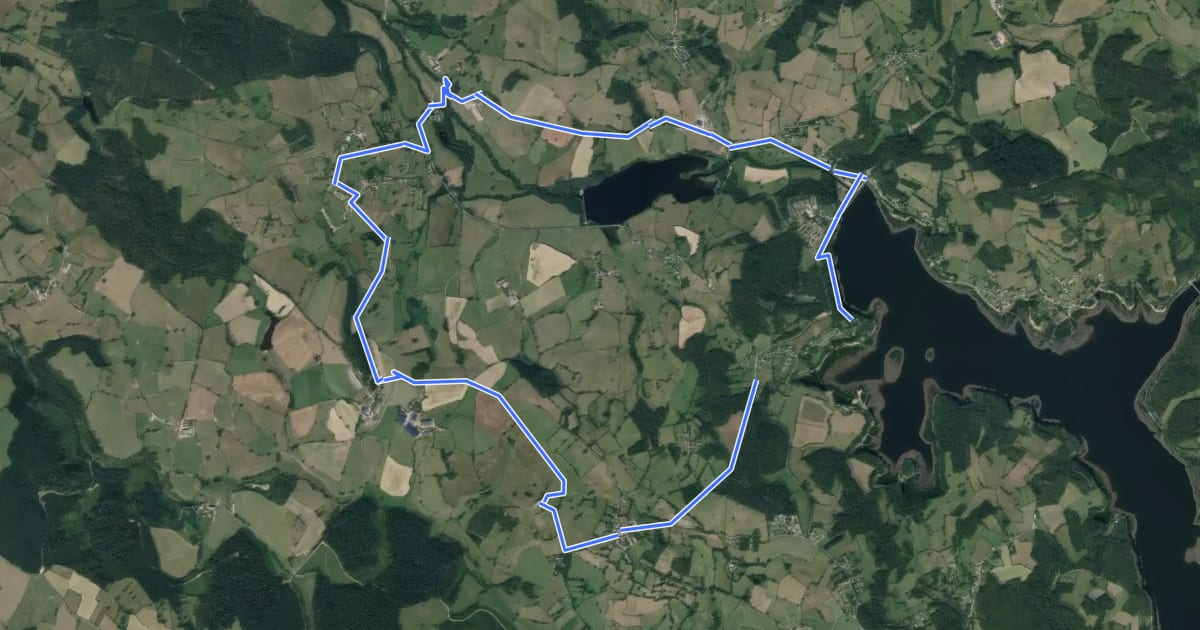 Маршрут Les rives du petit lac de Pannecière на спутниковом снимке