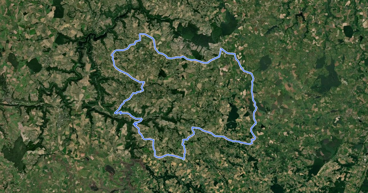 Маршрут Les Routes Vallonnées de la Combraille на спутниковом снимке