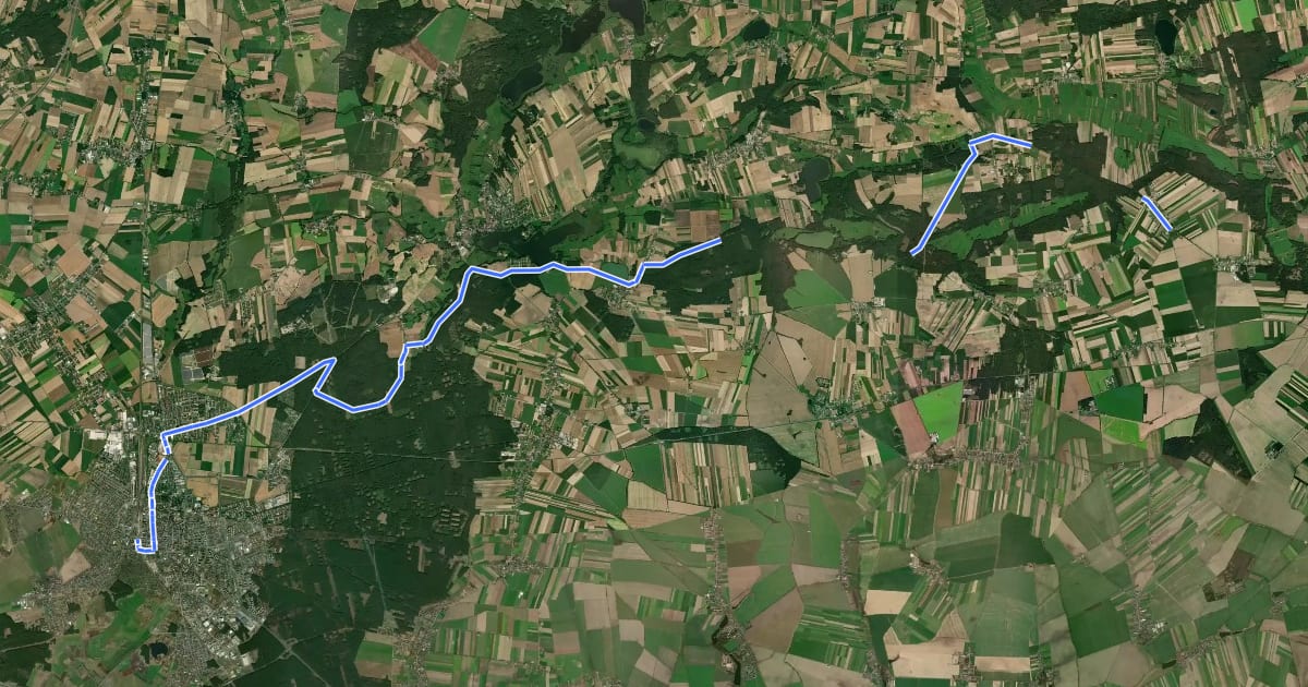 Маршрут Leszno - Łowęcice на спутниковом снимке