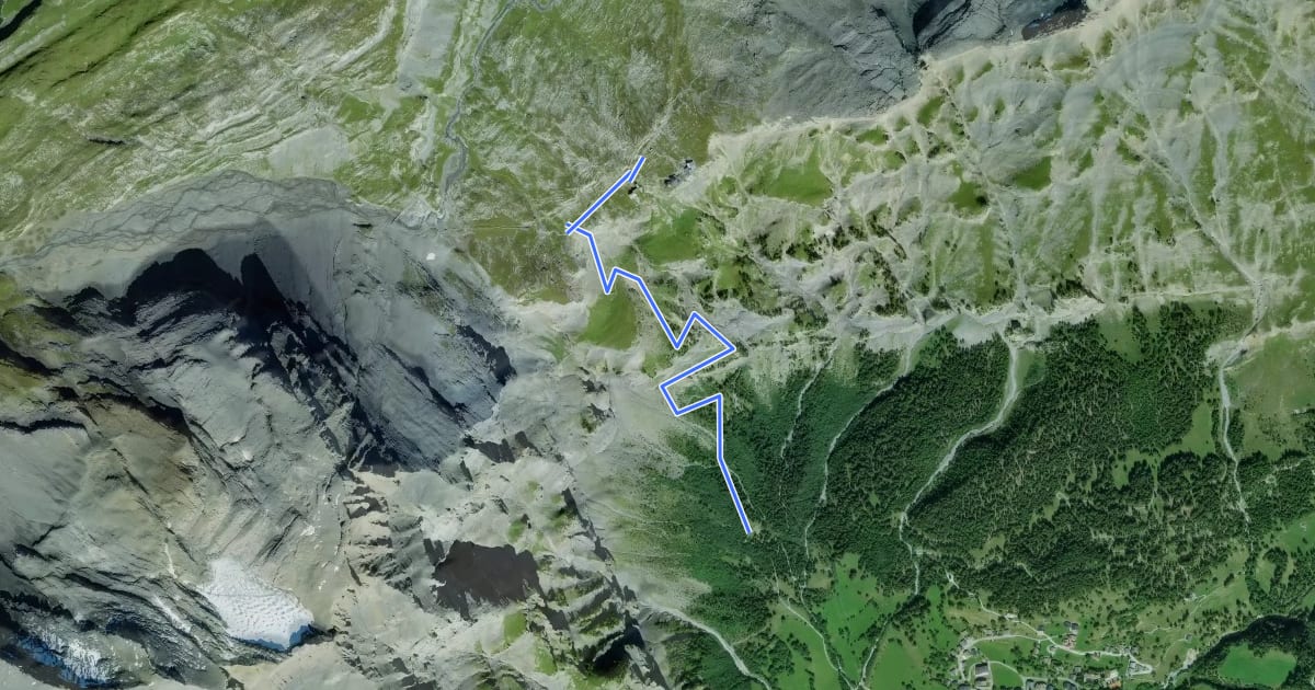 Маршрут Leukerbad Gemmi на спутниковом снимке