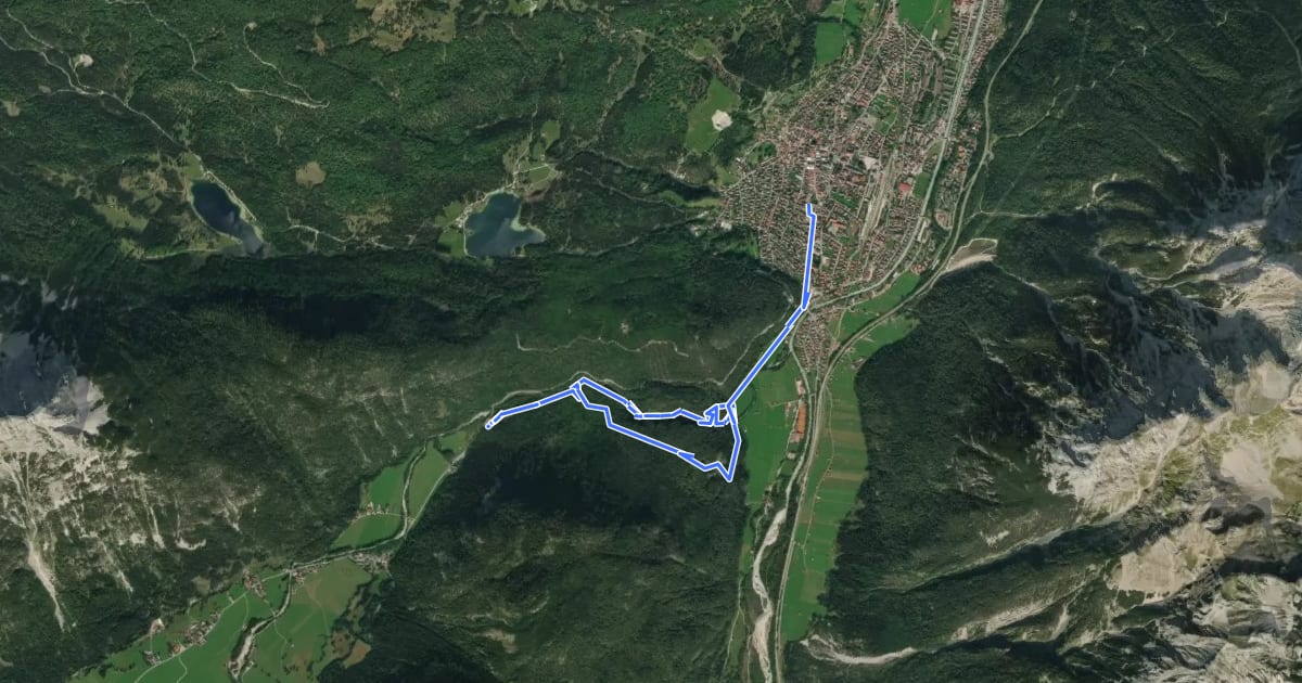 Маршрут Leutascher Geisterklamm на спутниковом снимке