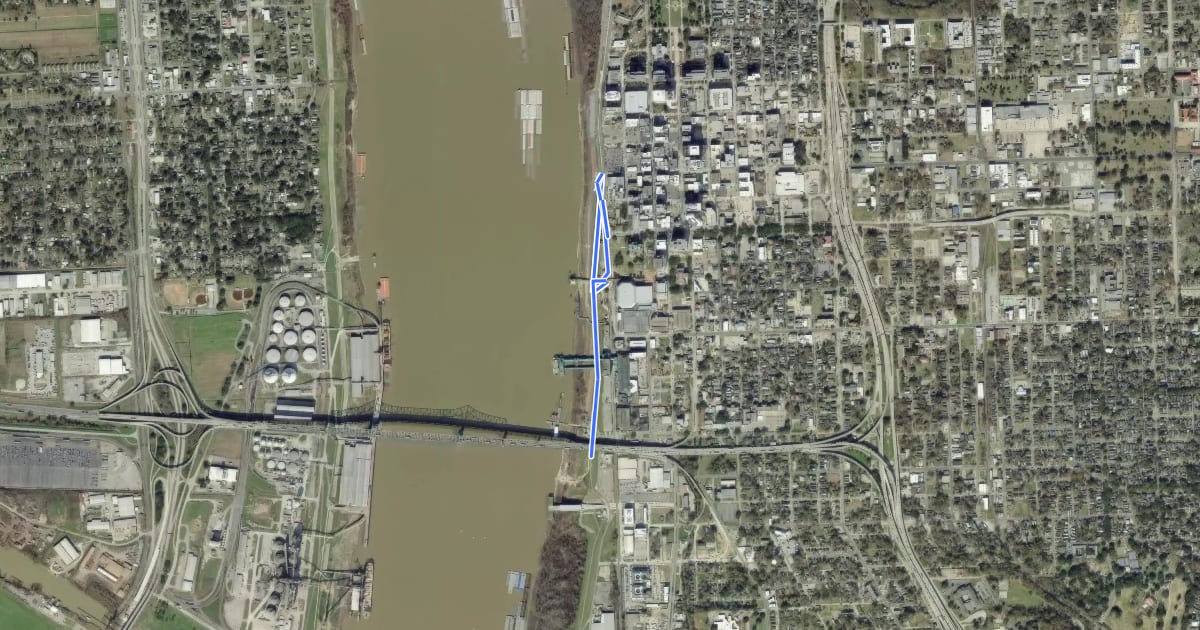 Маршрут Levee Loop на спутниковом снимке