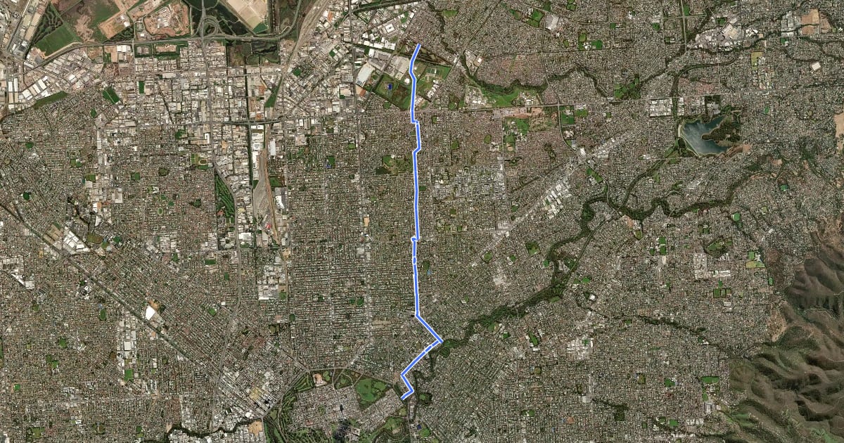 Маршрут Levels–City Bikeway на спутниковом снимке