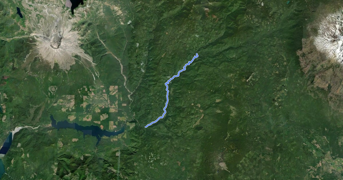 Маршрут Lewis River Trail на спутниковом снимке