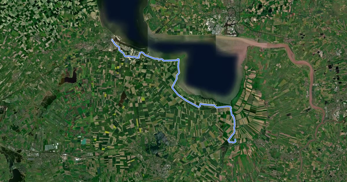 Маршрут LF Kustroute - 01 - Bad Nieuweschans - Delfzijl на спутниковом снимке