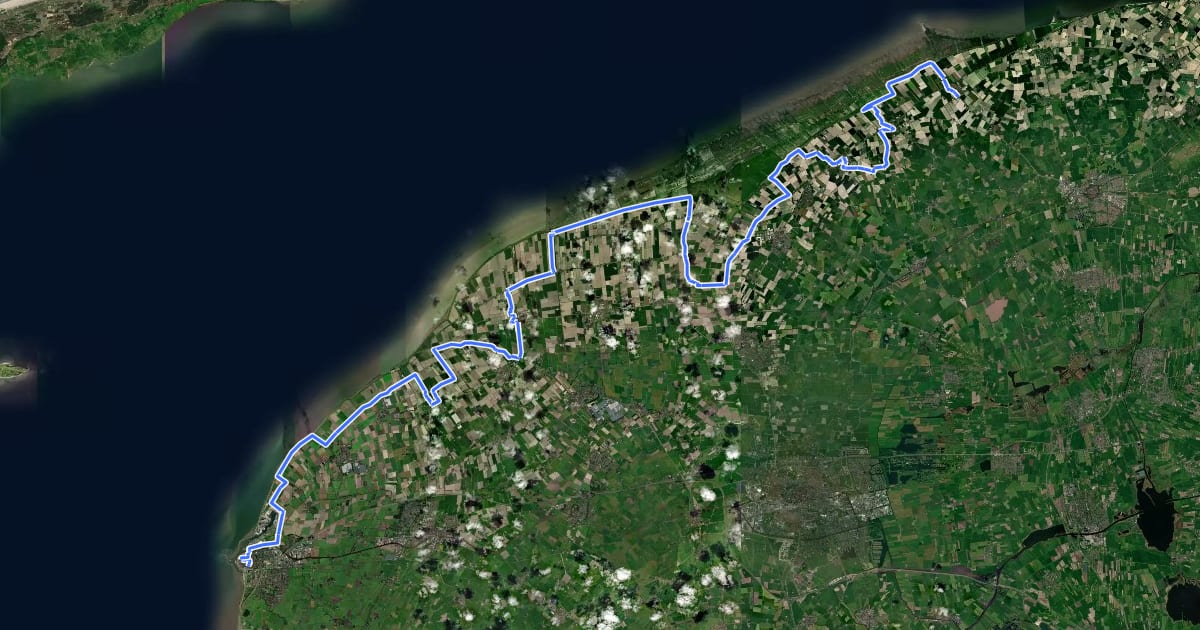 Маршрут LF Kustroute - 04 - Holwerd - Harlingen на спутниковом снимке