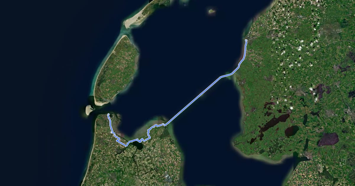 Маршрут LF Kustroute - 05 - Harlingen - Den Helder на спутниковом снимке