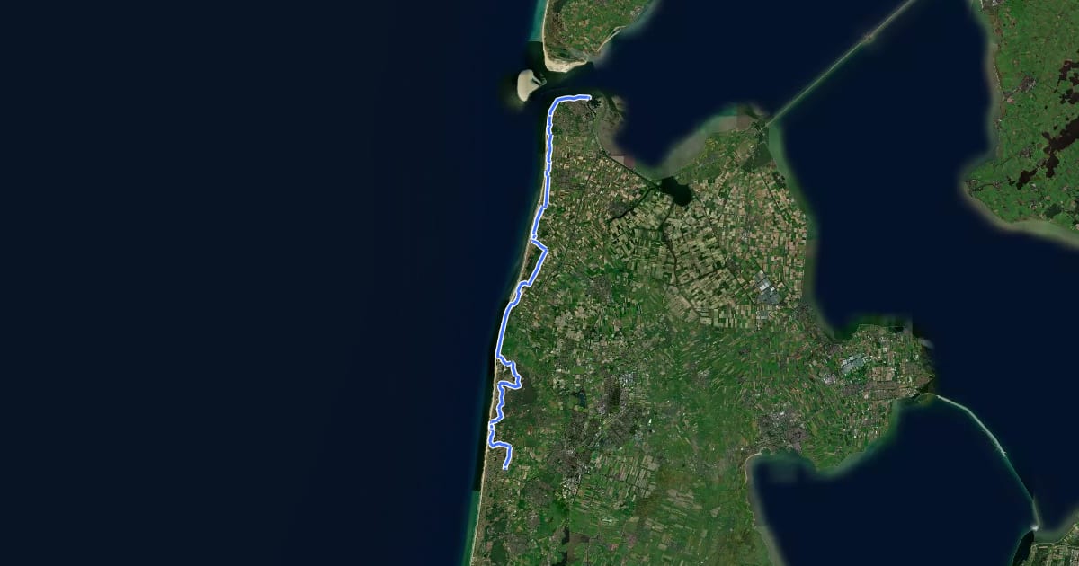 Маршрут LF Kustroute - 06 - Den Helder - Egmond на спутниковом снимке