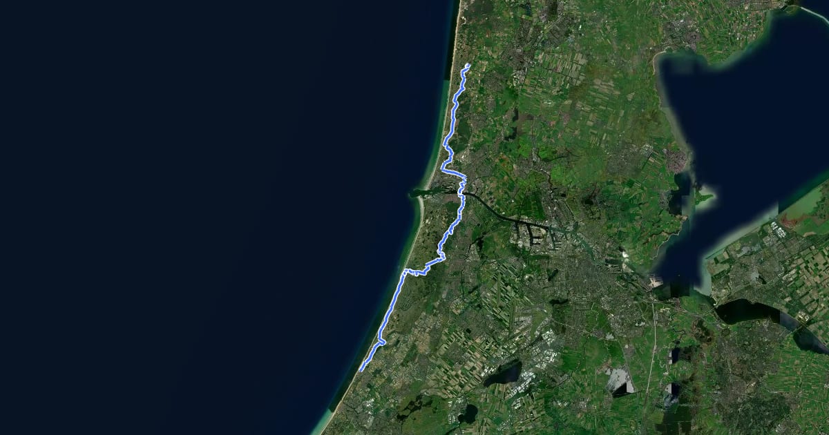 Маршрут LF Kustroute - 07 - Egmond - Noordwijk на спутниковом снимке