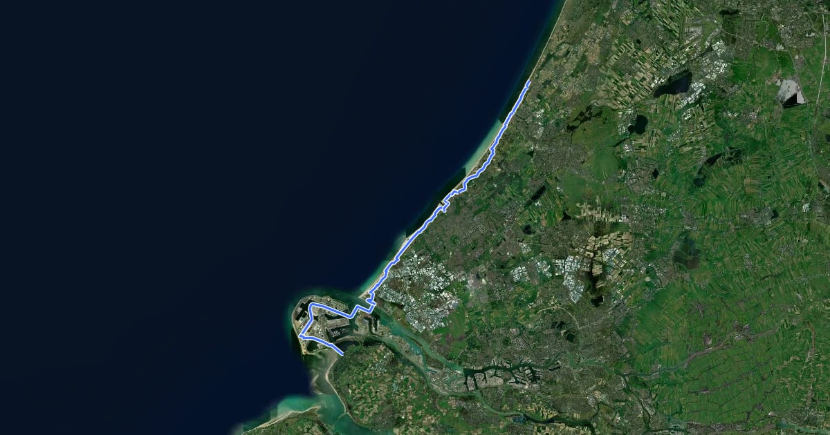 Маршрут LF Kustroute - 08 - Noordwijk - Oostvoorne на спутниковом снимке