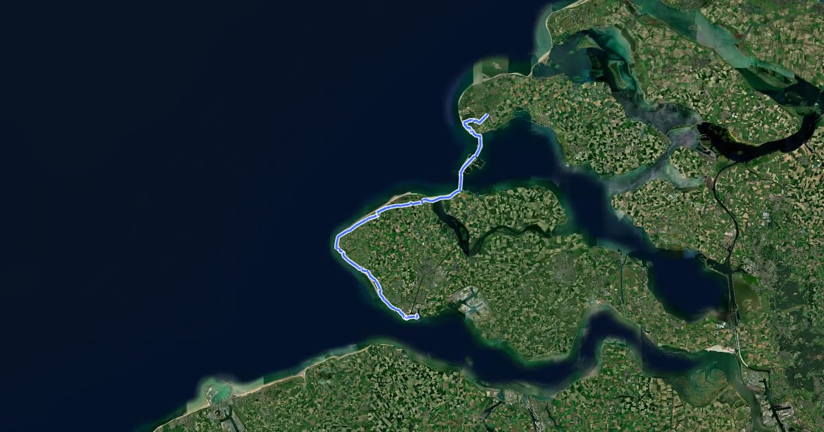 Маршрут LF Kustroute - 10 - Burgh Haamstede - Vlissingen на спутниковом снимке