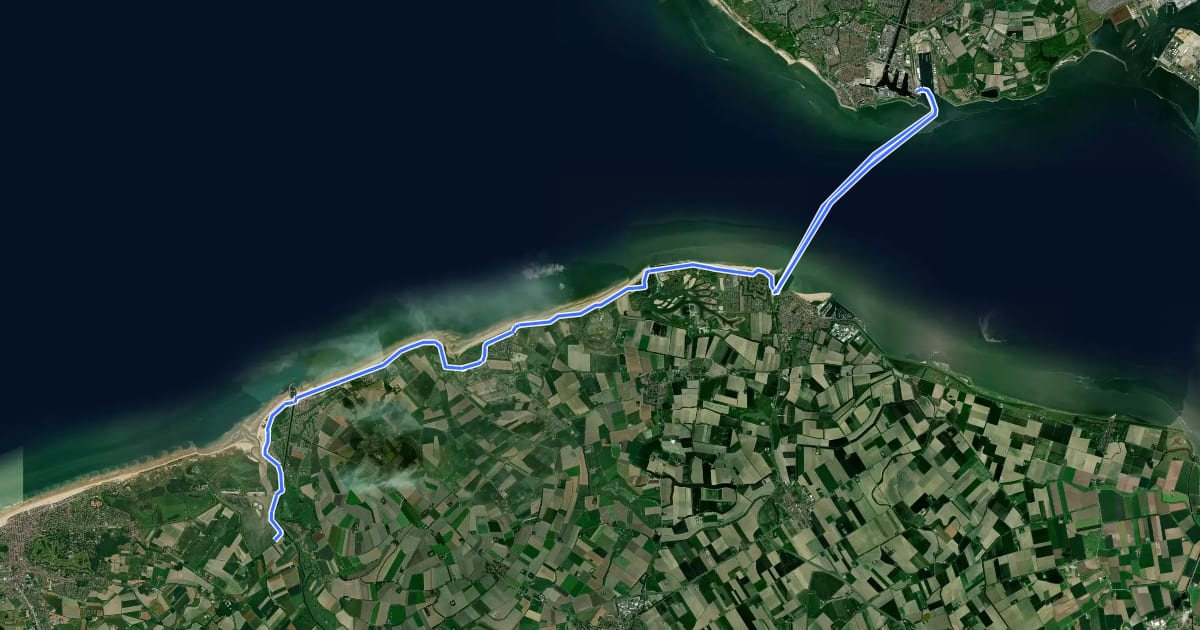 Маршрут LF Kustroute - 11 - Vlissingen - Cadzand-Bad на спутниковом снимке