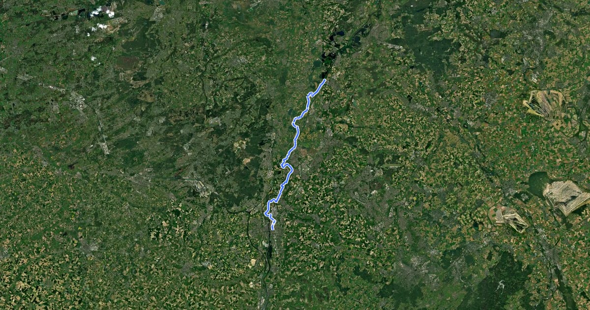 Маршрут LF Maasroute - 02 - Maastricht - Ohé en Laak на спутниковом снимке