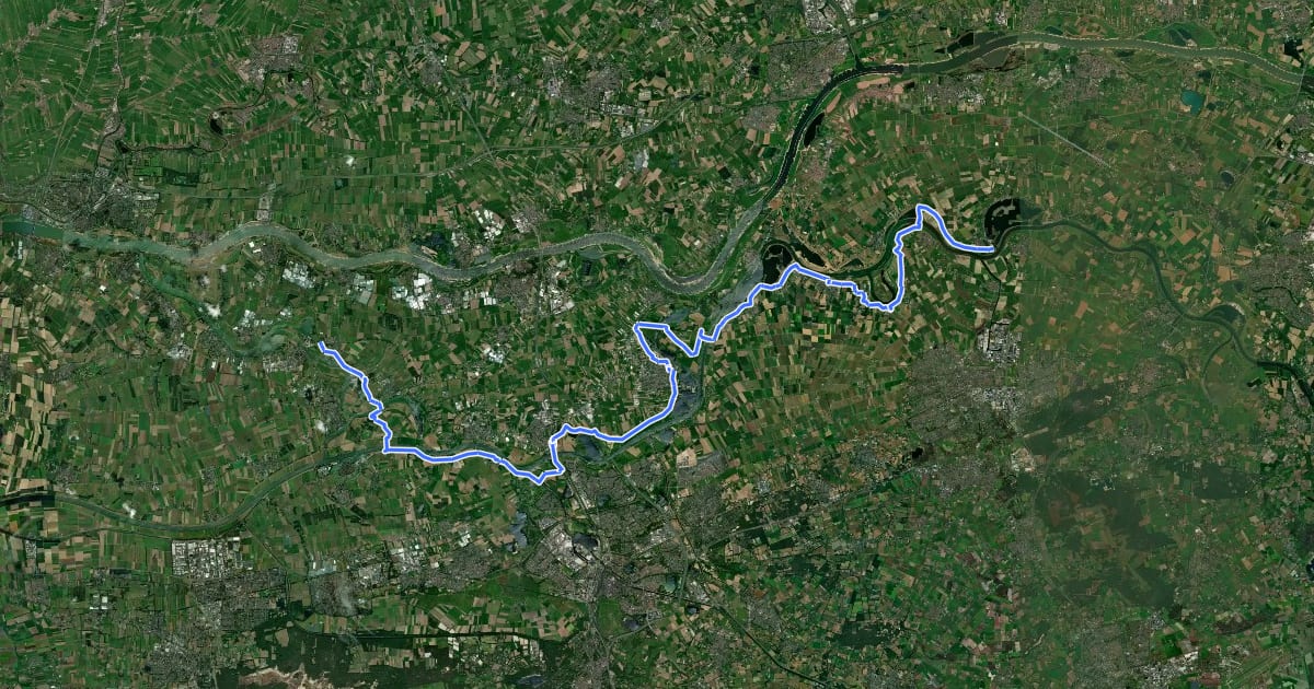 Маршрут LF Maasroute - 06 - Maasbommel - Aalst на спутниковом снимке