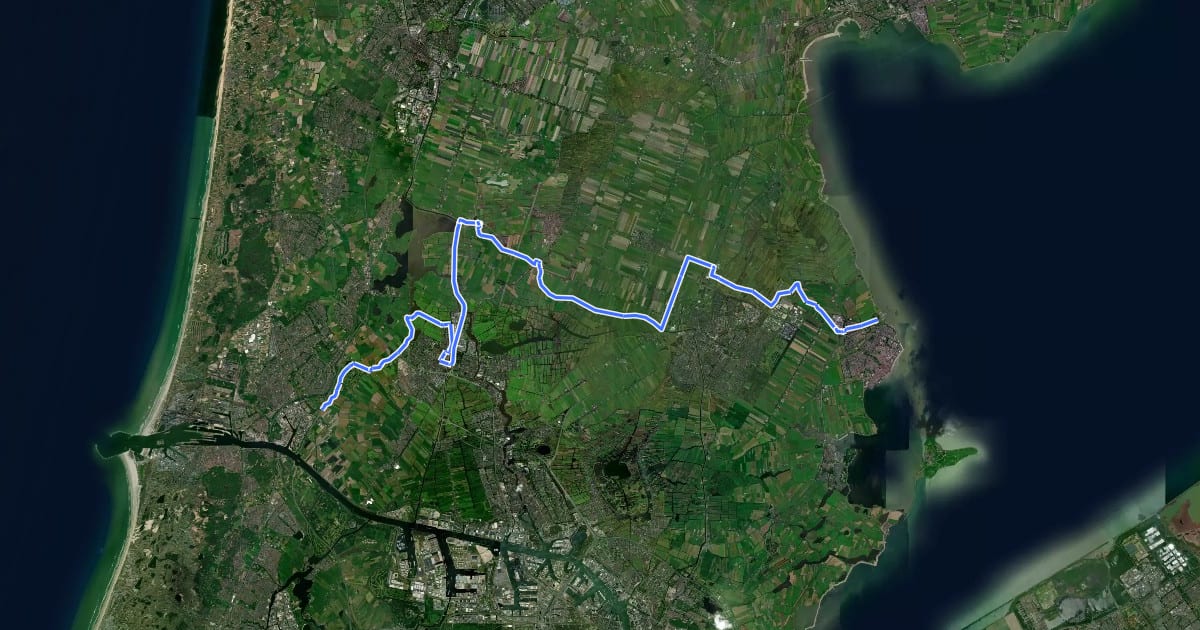 Маршрут LF Waterlinieroute - 01 - Edam - Beverwijk на спутниковом снимке