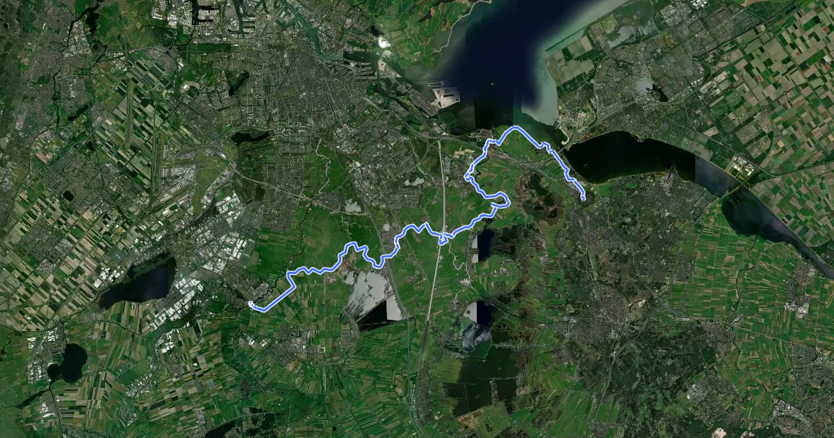 Маршрут LF Waterlinieroute - 03 - Uithoorn - Naarden на спутниковом снимке