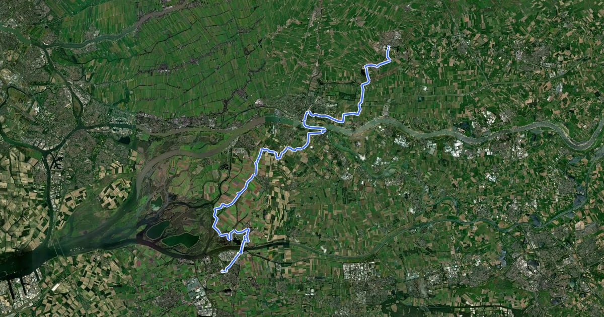 Маршрут LF Waterlinieroute - 06 - Leerdam - Geertruidenberg на спутниковом снимке