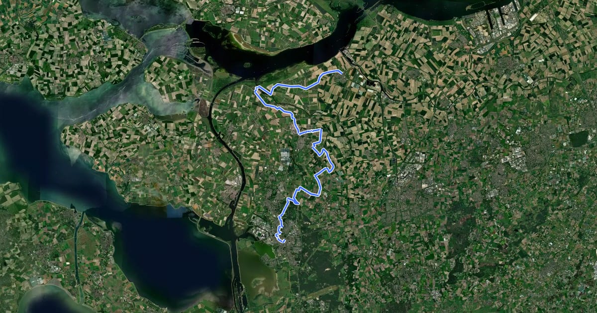 Маршрут LF Waterlinieroute - 08 - Dinteloord - Bergen op Zoom на спутниковом снимке