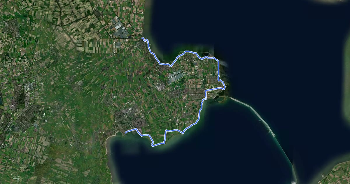 Маршрут LF Zuiderzeeroute - 02 - Hoorn - Medemblik на спутниковом снимке