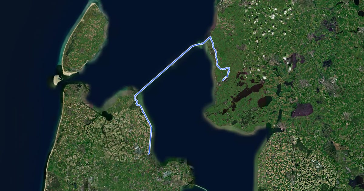 Маршрут LF Zuiderzeeroute - 03 - Medemblik - Workum на спутниковом снимке