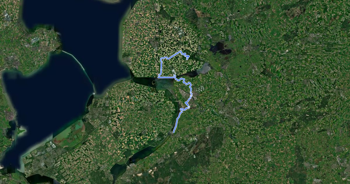 Маршрут LF Zuiderzeeroute - 06 - Kraggenburg - Elburg на спутниковом снимке